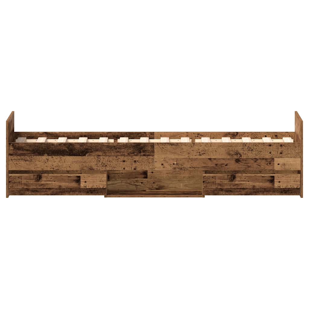 Bed Frame | Old wood | Engineered wood, solid pine wood, plywood | Single