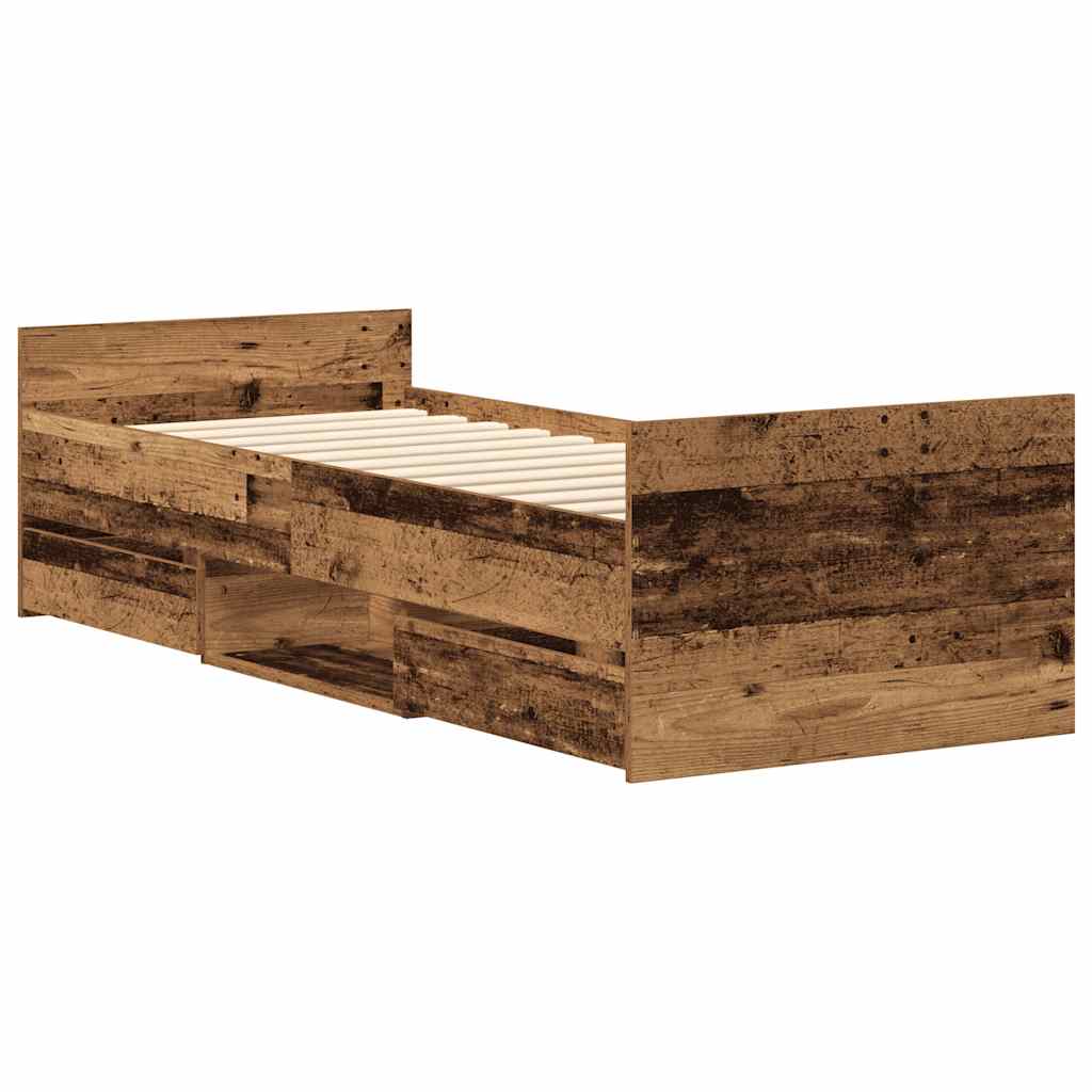 Bed Frame | Old wood | Engineered wood, solid pine wood, plywood | Single