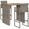 3 Piece Patio Bar Set without Cushions Gray Poly Rattan Acacia