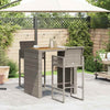 3 Piece Patio Bar Set without Cushions Gray Poly Rattan Acacia