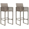 3 Piece Patio Bar Set without Cushions Gray Poly Rattan Acacia