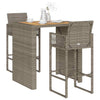 3 Piece Patio Bar Set without Cushions Gray Poly Rattan Acacia