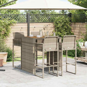 5 Piece Patio Bar Set without Cushions Gray Poly Rattan Acacia