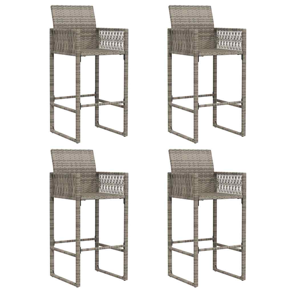 5 Piece Patio Bar Set without Cushions Gray Poly Rattan Acacia