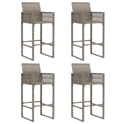 5 Piece Patio Bar Set without Cushions Gray Poly Rattan Acacia