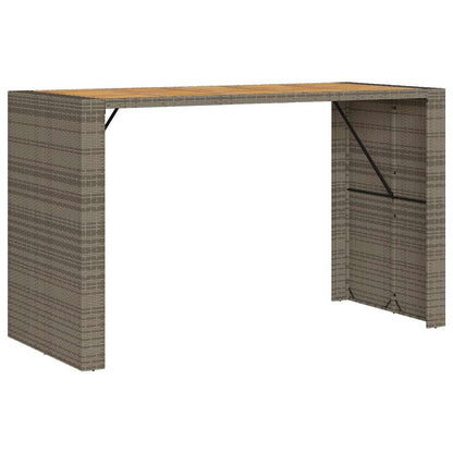7 Piece Patio Bar Set without Cushions Gray Poly Rattan Acacia