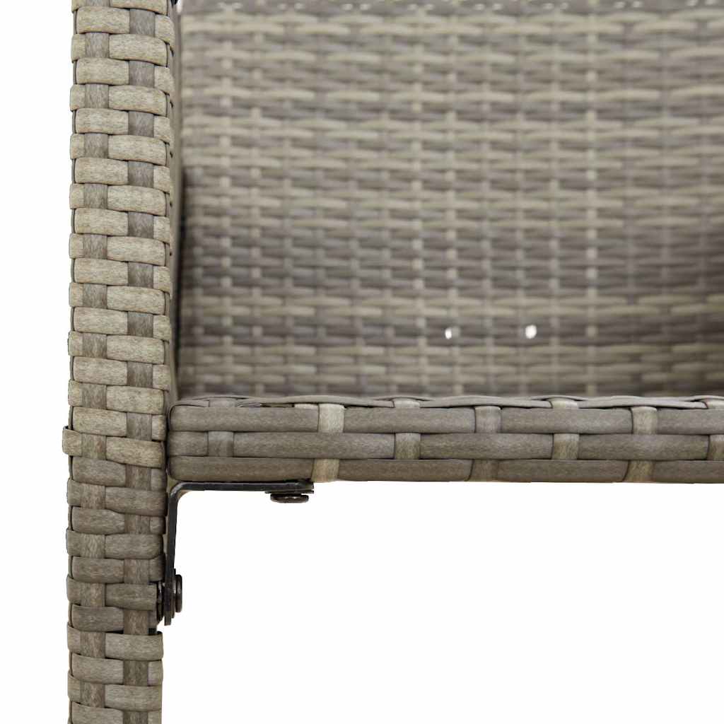 7 Piece Patio Bar Set without Cushions Gray Poly Rattan Acacia