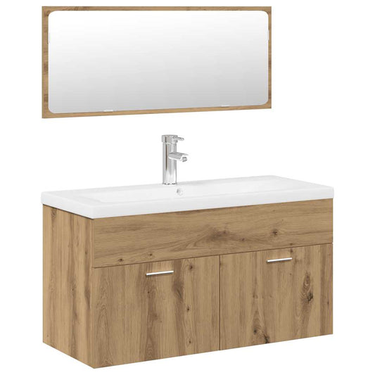 3 Piece Bathroom Furniture Set Artisan Oak Engineered Wood