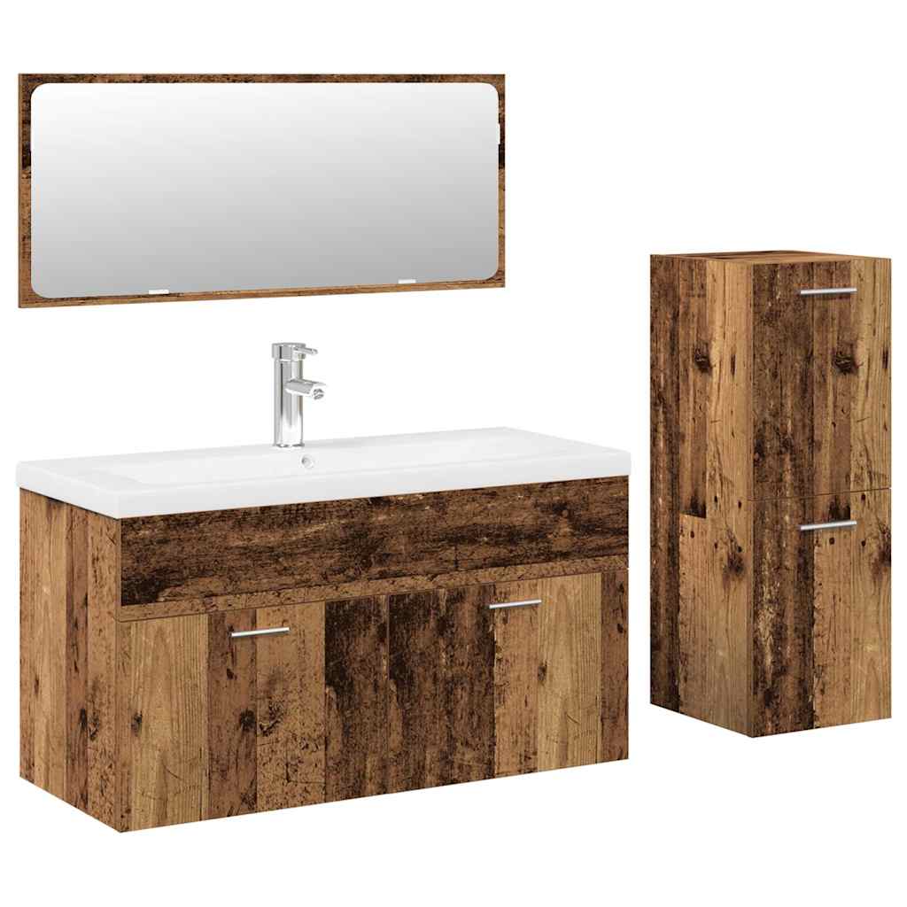 4 Piece Bathroom Furniture Set Old Wood Engineered Wood