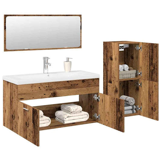 4 Piece Bathroom Furniture Set Old Wood Engineered Wood