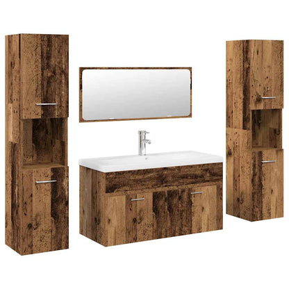 5 Piece Bathroom Furniture Set Old Wood Engineered Wood