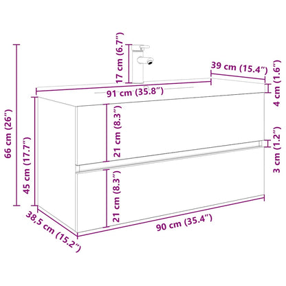 Sink Cabinet with Built-in Basin and Faucet Artisan Oak