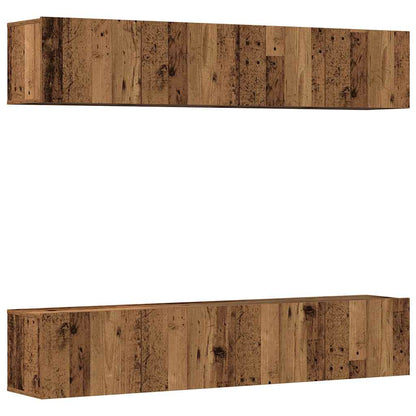 TV Cabinet | Set of 4 | Old Wood | Engineered Wood