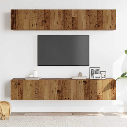 TV Cabinet | Set of 4 | Old Wood | Engineered Wood