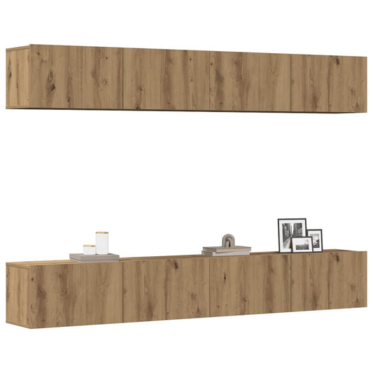 4 Piece Wall-mounted TV Cabinet Set Artisan Oak 100x30x30 cm