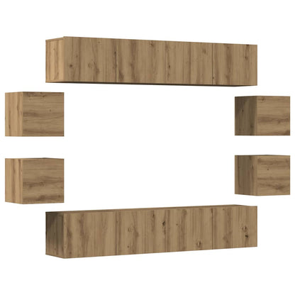8 Piece Wall-mounted TV Cabinet Set Artisan Oak Engineered Wood