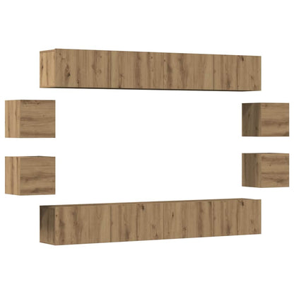 8 Piece Wall-mounted TV Cabinet Set Artisan Oak Engineered Wood
