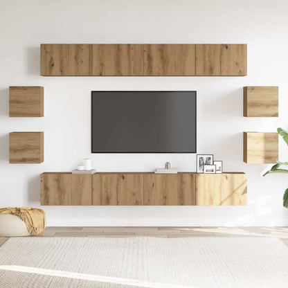 8 Piece Wall-mounted TV Cabinet Set Artisan Oak Engineered Wood