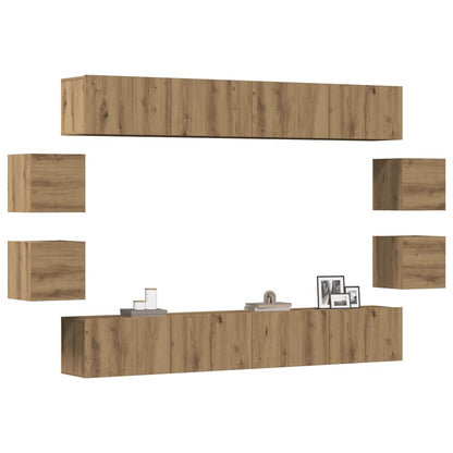 8 Piece Wall-mounted TV Cabinet Set Artisan Oak Engineered Wood