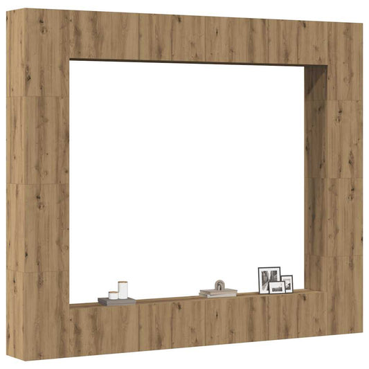 8 Piece Wall-mounted TV Cabinet Set Artisan Oak Engineered Wood