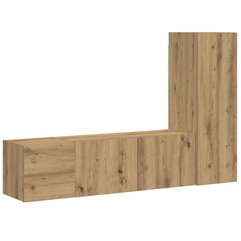 Wall Mounted TV cabinets 3 pcs Artisan Oak Engineered Wood