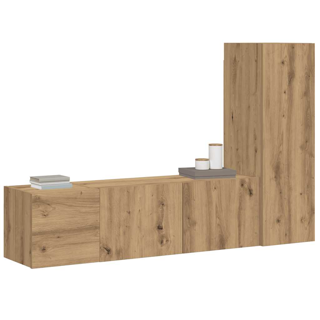 Wall Mounted TV cabinets 3 pcs Artisan Oak Engineered Wood