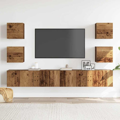 Wall Mounted TV cabinets 6 pcs Old Wood Engineered Wood