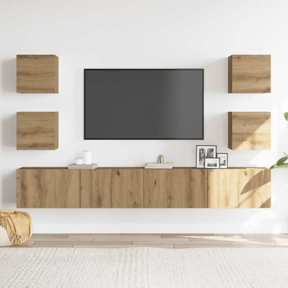 Wall Mounted TV cabinets 6 pcs Artisan Oak Engineered Wood