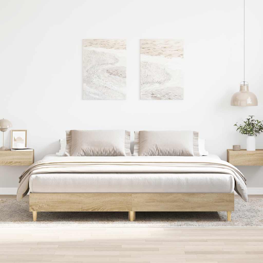 Bed Frame | Sonoma Oak | Engineered wood, Solid pinewood, Plywood