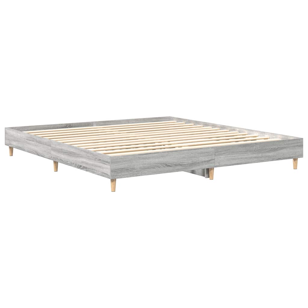 Bed Frame without Mattress Grey Sonoma 160x200cm Engineered Wood