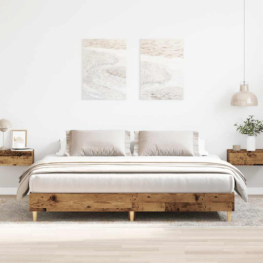 Bed Frame | Old wood | Engineered wood, solid pinewood, plywood | Double
