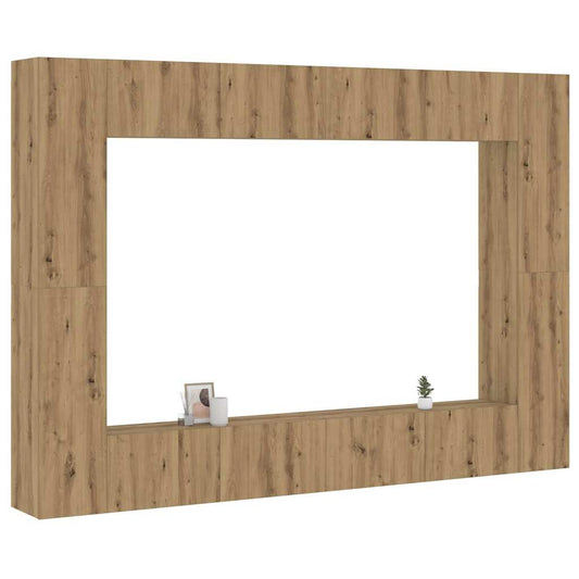8 Piece Wall-mounted TV Cabinet Set Artisan Oak Engineered Wood