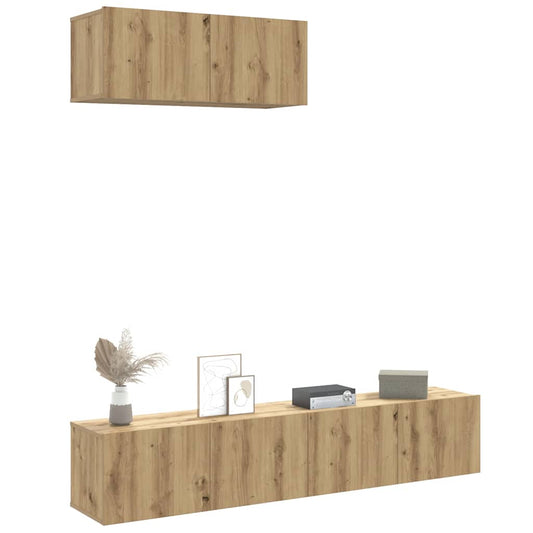 3 Piece TV Cabinet Set Wall-mounted Artisan Oak Engineered Wood