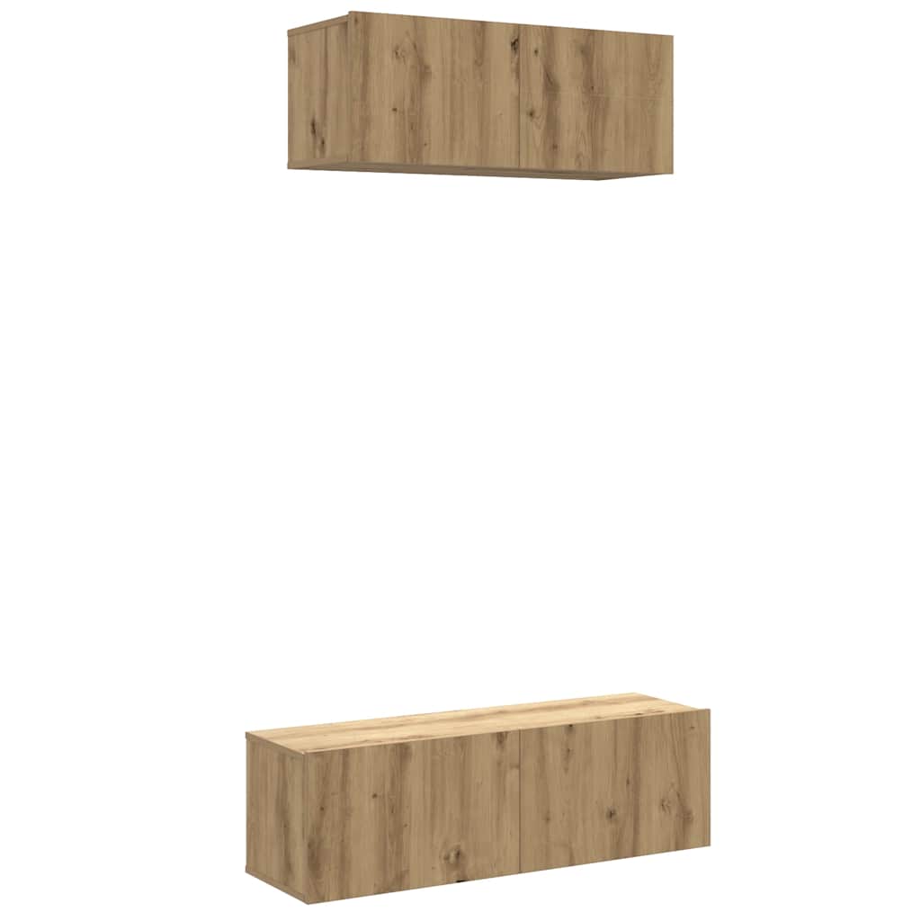 2 Piece TV Cabinet Set Wall-mounted Artisan Oak Engineered Wood