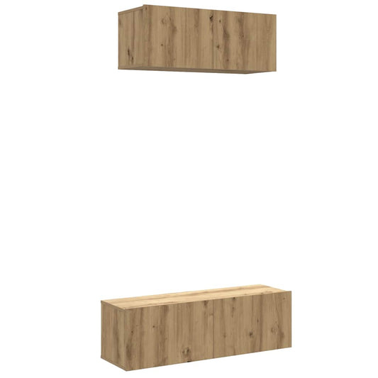 2 Piece TV Cabinet Set Wall-mounted Artisan Oak Engineered Wood