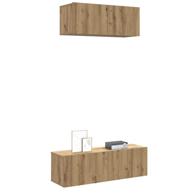 2 Piece TV Cabinet Set Wall-mounted Artisan Oak Engineered Wood