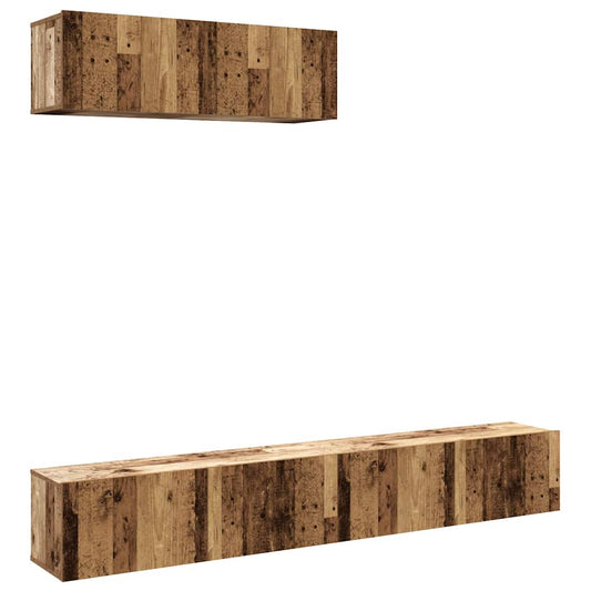 3 Piece Wall-mounted TV Cabinet Set Old Wood 100x30x30 cm Engineered Wood