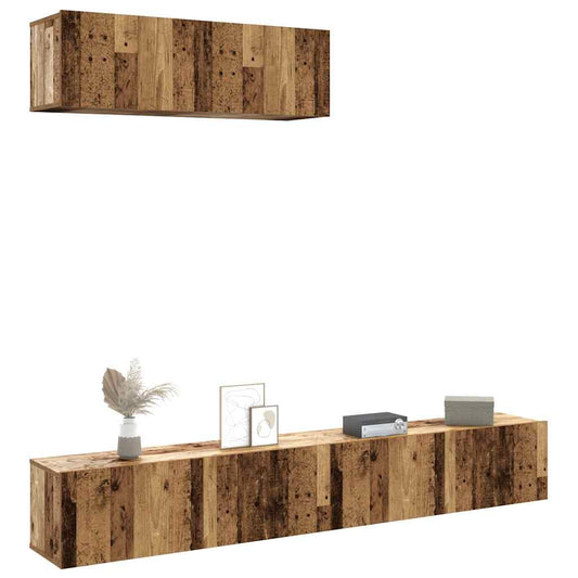 3 Piece Wall-mounted TV Cabinet Set Old Wood 100x30x30 cm Engineered Wood