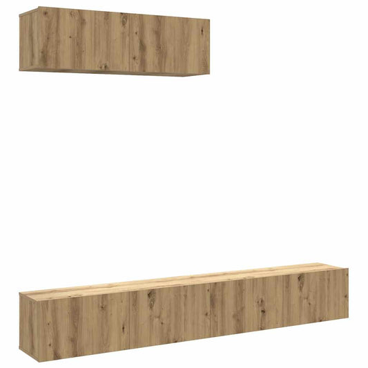 3 Piece Wall-mounted TV Cabinet Set Artisan Oak 100x30x30 cm Engineered Wood