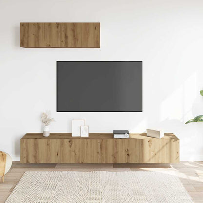 3 Piece Wall-mounted TV Cabinet Set Artisan Oak 100x30x30 cm Engineered Wood