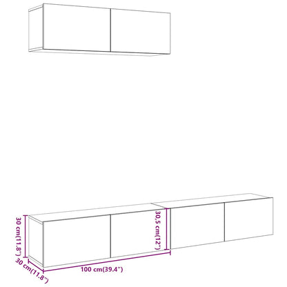 3 Piece Wall-mounted TV Cabinet Set Artisan Oak 100x30x30 cm Engineered Wood