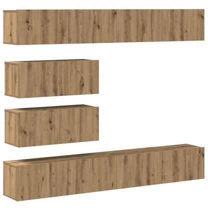 6 Piece TV Cabinet Set Wall-mounted Artisan Oak Engineered Wood
