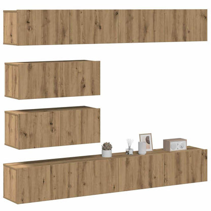 6 Piece TV Cabinet Set Wall-mounted Artisan Oak Engineered Wood