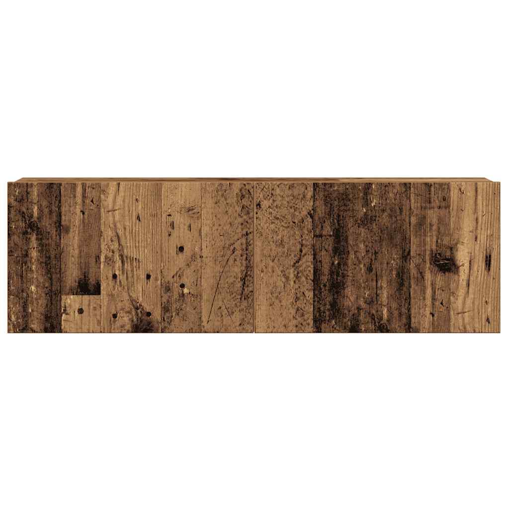 4 Piece TV Cabinet Set Wall-mounted Old Wood Engineered Wood