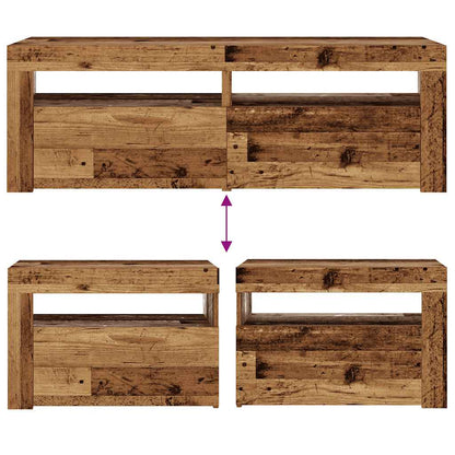 Bedside Cabinets 2 pcs with LEDs Old Wood 60x35x40 cm