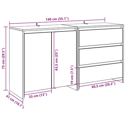 2 Piece Sideboard Old Wood Engineered Wood