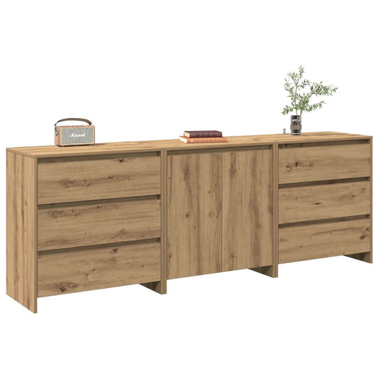 3 Piece Sideboard Artisan Oak Engineered Wood