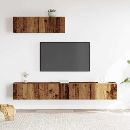 3 Piece TV Cabinet Set Wall-mounted Old Wood Engineered Wood