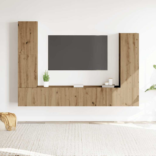 4 Piece TV Cabinet Set Wall-mounted Artisan Oak Engineered Wood