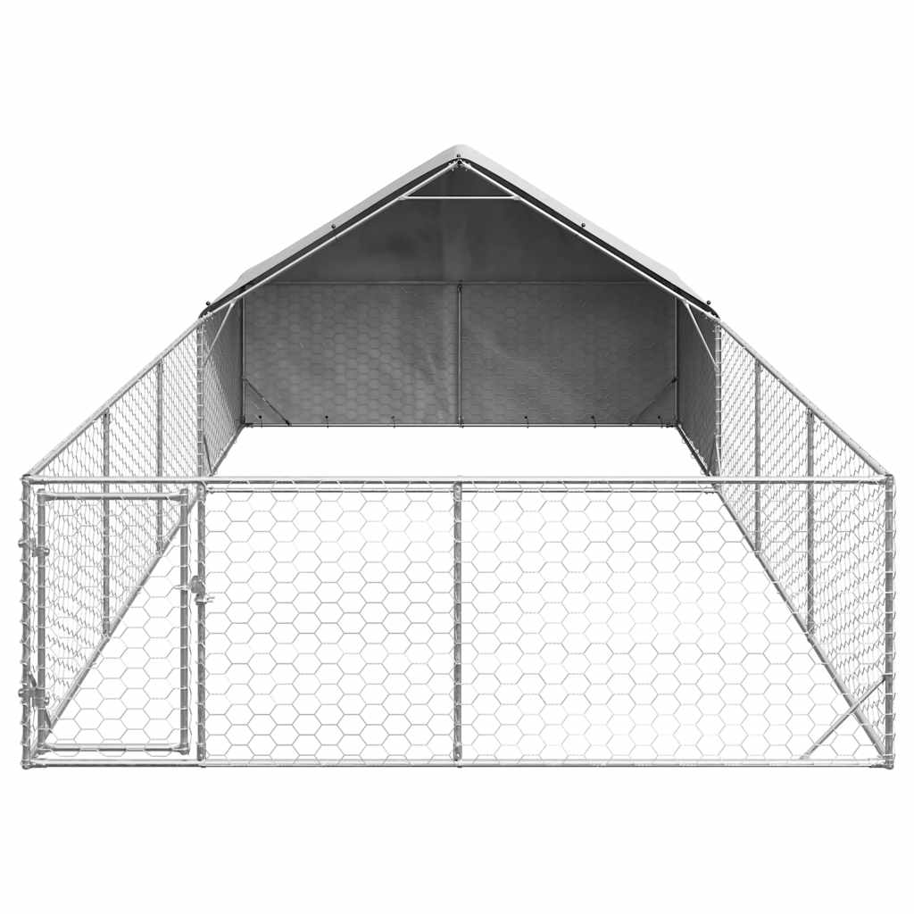 Outdoor Dog Kennel with Run 7x3x1.9 m Galvanised Steel